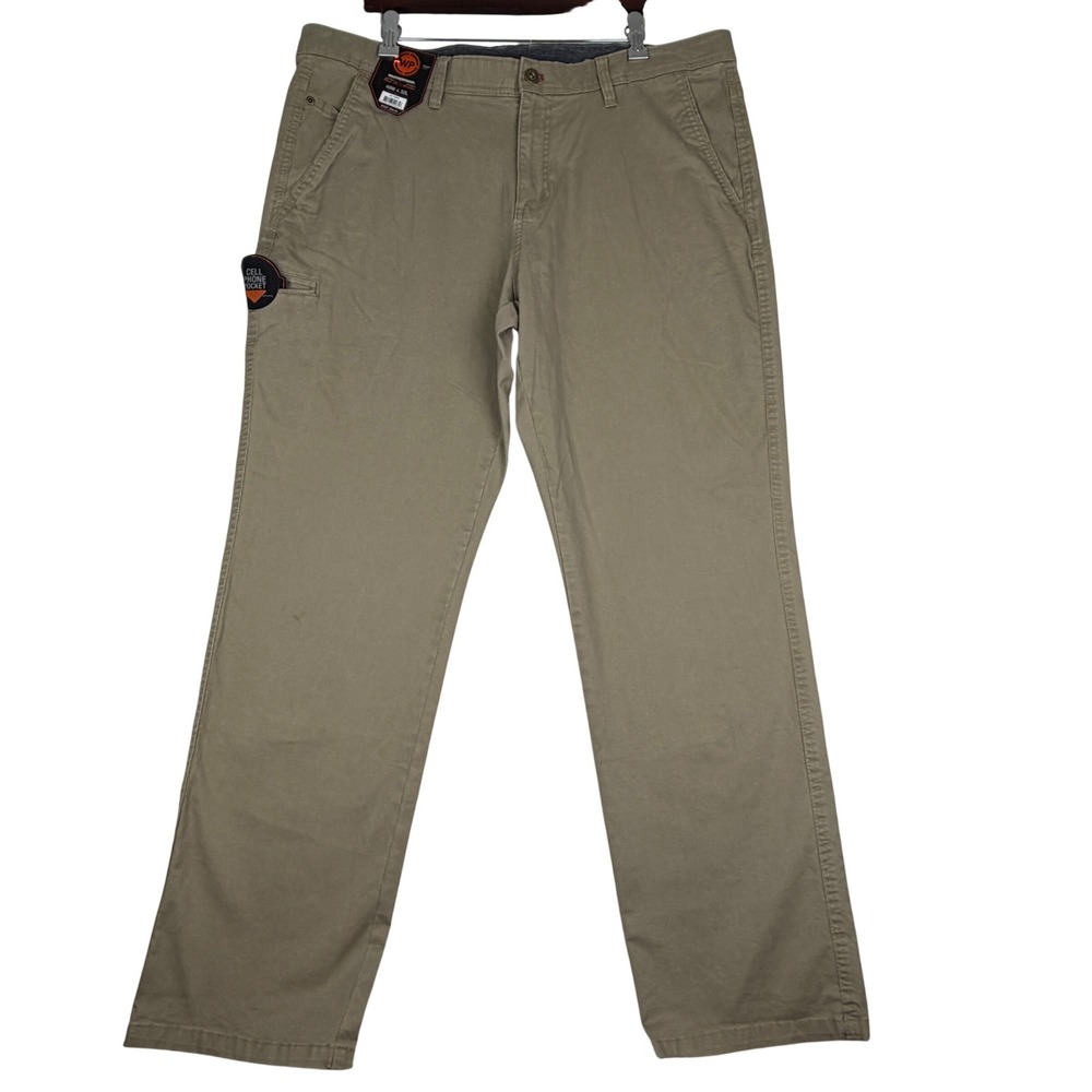 Weatherproof Utility Pants Mens 40x32 Khaki Stretch Cell Phone Pocket NWT‎